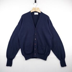 60's Vintage Lord Jeff Men's L Lambswool Cardigan Sweater Made In USA